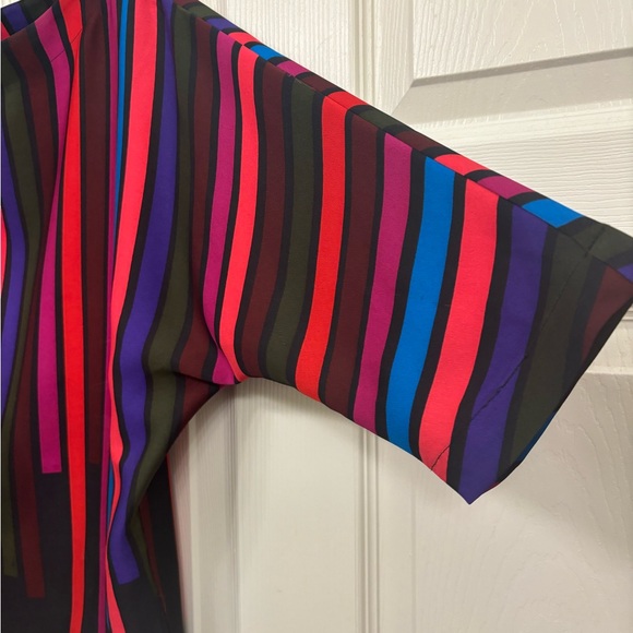 Trina Turk striped mid sleeve (dolman) blouse XS (very roomy) rich fall colors - Picture 3 of 6